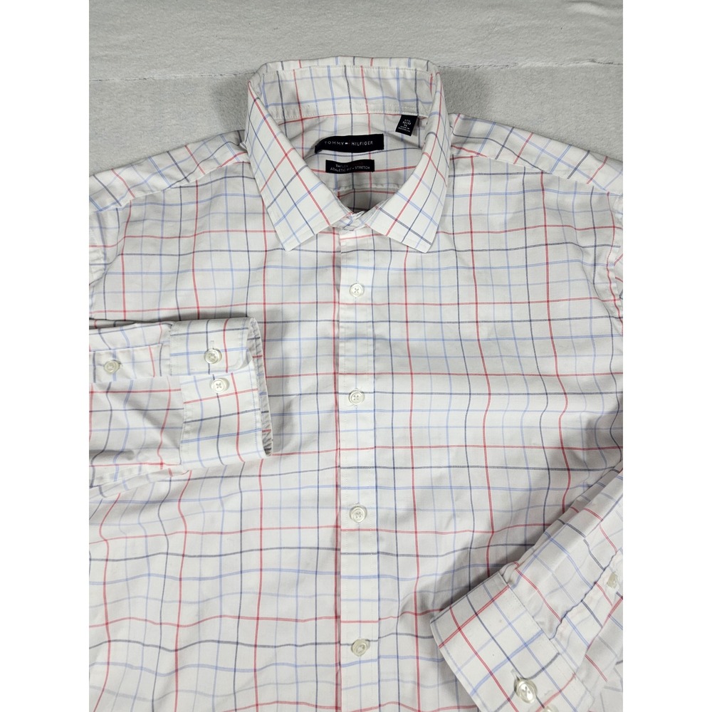 Tommy Hilfiger Mens XL Dress Shirt THFlex Athletic Fit Stretch Windowpane Check